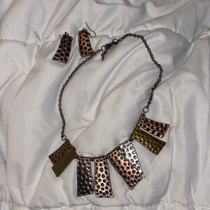 Elegant Mixed Metal Necklace and Earring Set